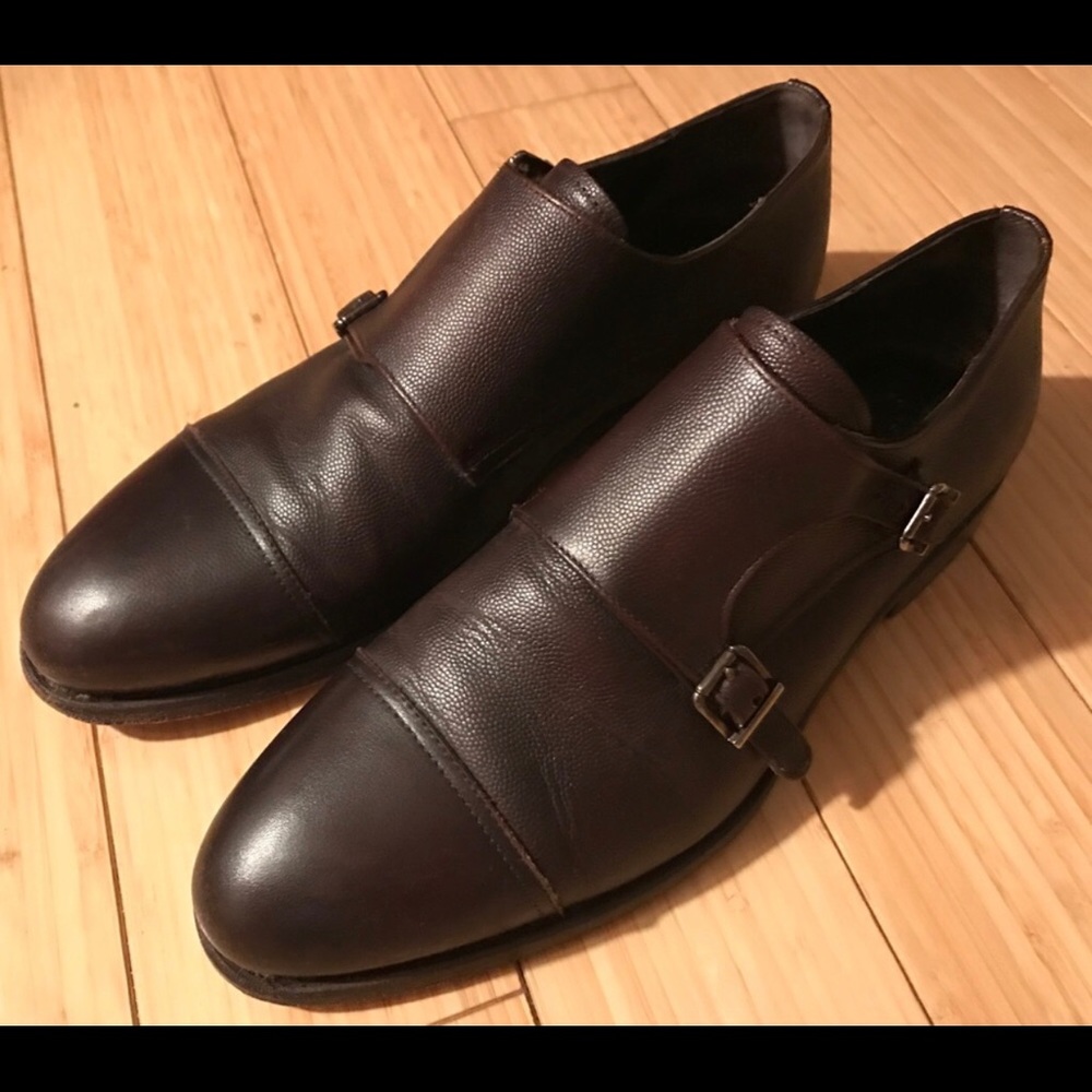 Men’s Brown Leather Double Monk Strap Cap Toe Shoe